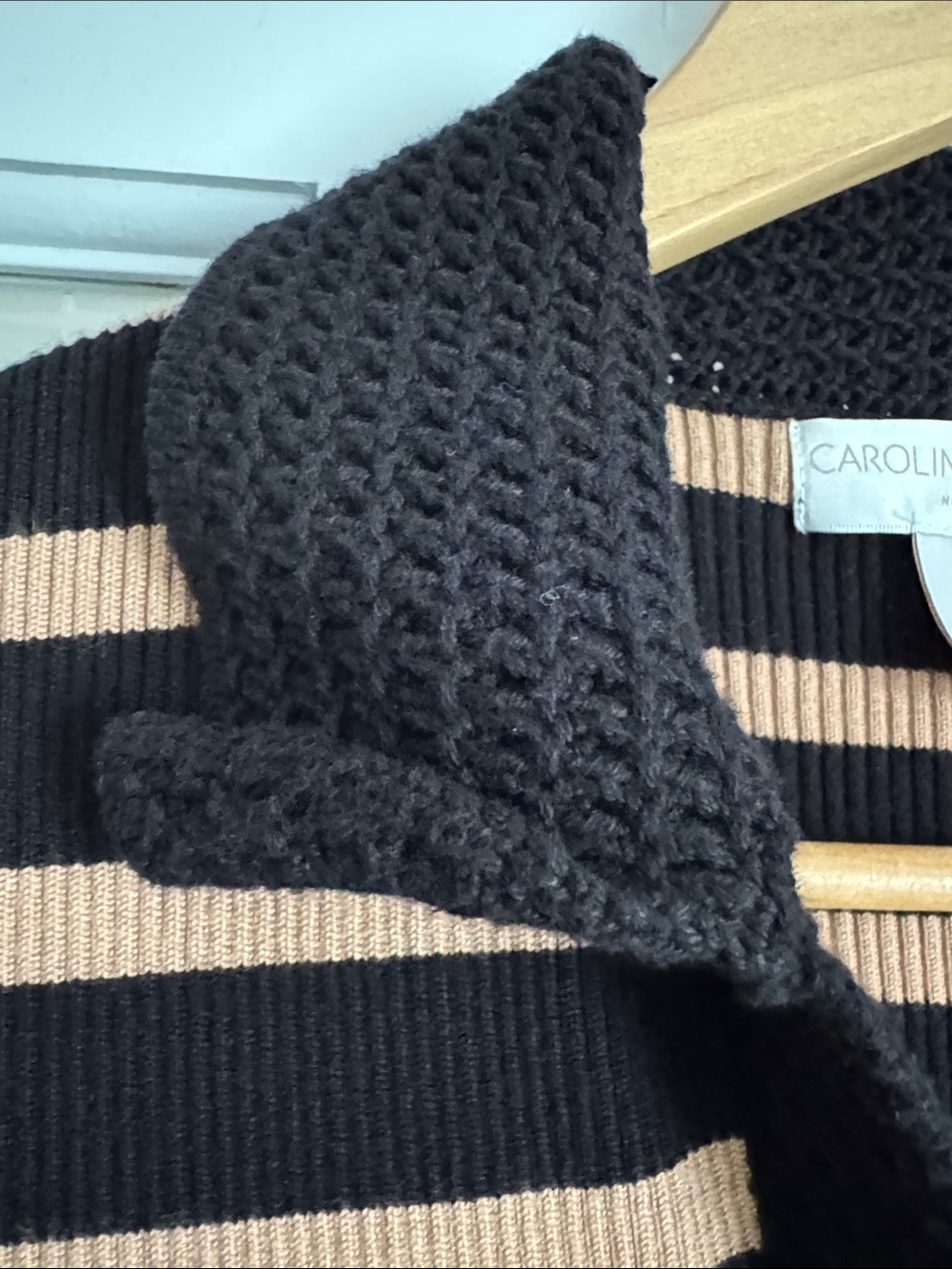 Caroline Constas Black and Tan Striped Polo Midi Dress - Picture 5 of 10